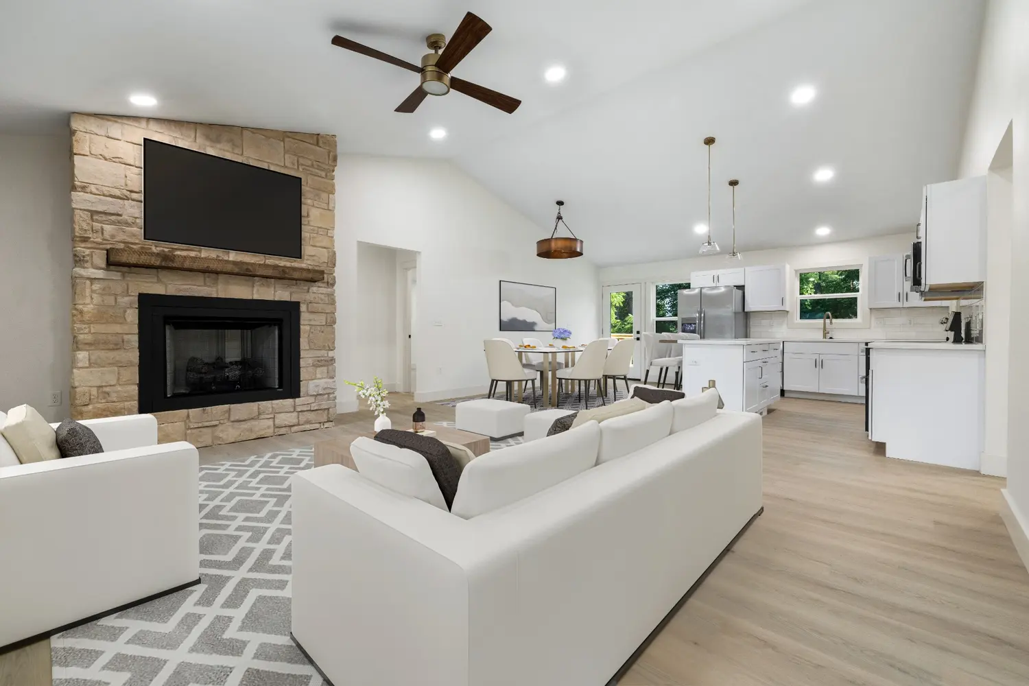 Living area in a completed Wright Homes build